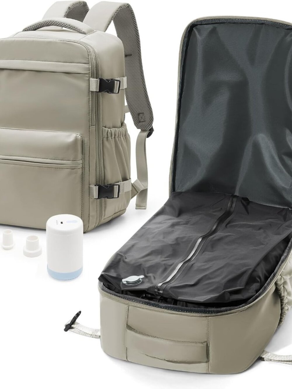 Travel Backpack with Vacuum Compression & Air Pump – Airlines Approved, Water-Re